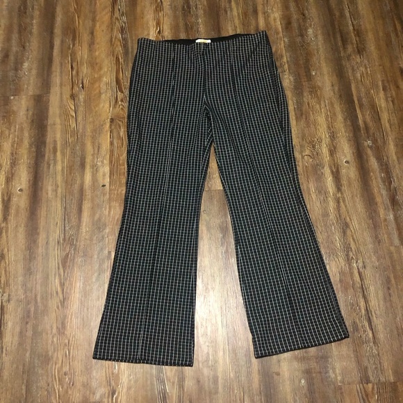 Maeve Pull On Plaid Pants Women's Medium White Seamed Grid Cropped Bootcut - Picture 1 of 5